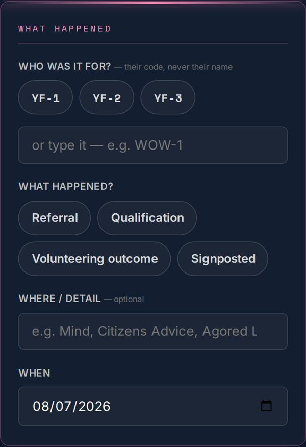 The Owl Impact outcome log on a phone